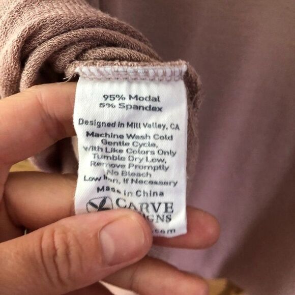 Carve Designs Pale Blush Pink Top Fringe Side V-Neck‎ Shirt Women's Size XS Boho - Picture 7 of 7